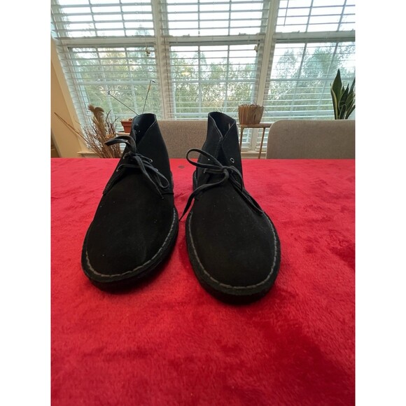 CLARKS ORIGINALS Black Suede Men Chukka Desert Boots 10.5M Crepe Sole Lace Up - Picture 1 of 14